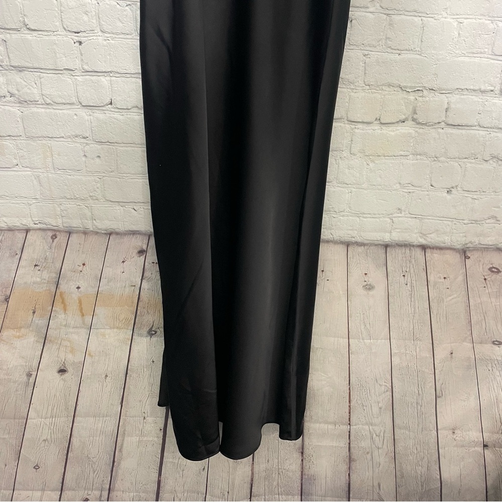 Banana Republic Black Satin Long Fitted Button Down Semi- formal Dress size 4 - Picture 7 of 9